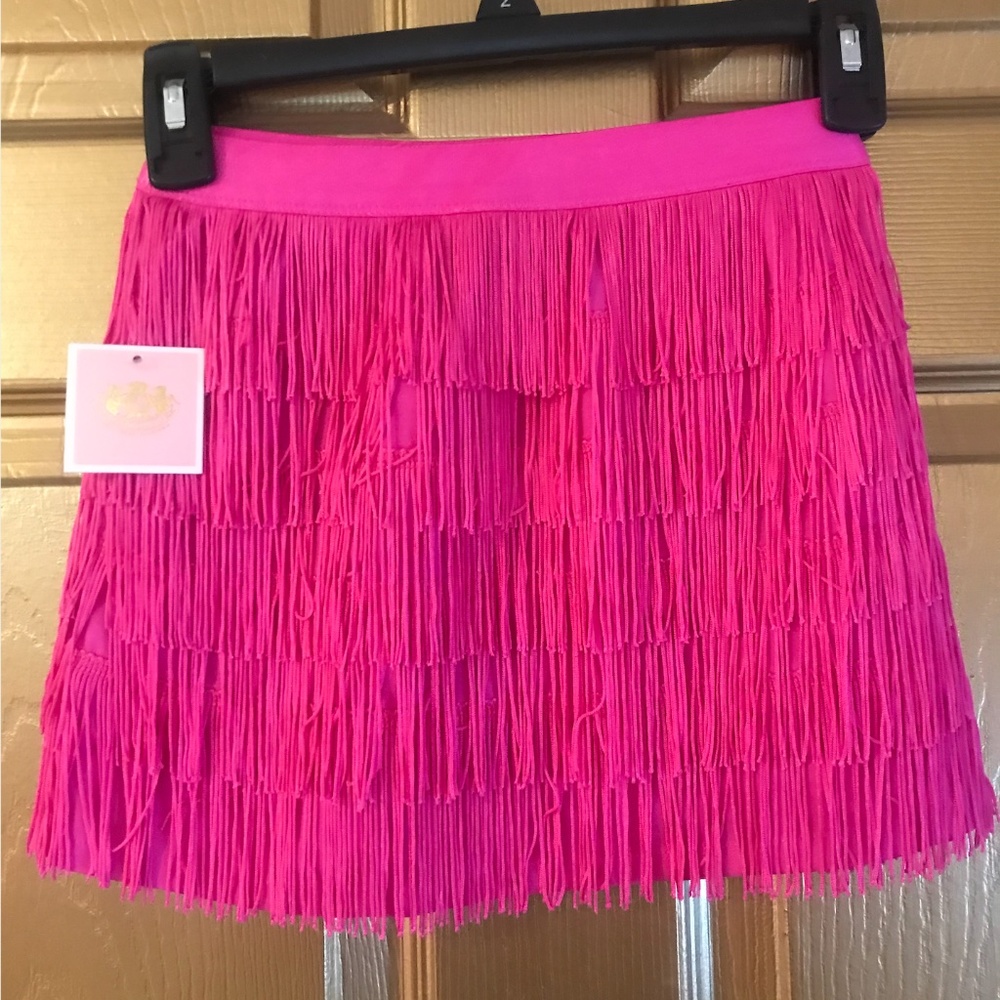Juicy Couture kids pink Cerise fringe skirt 6/7 M